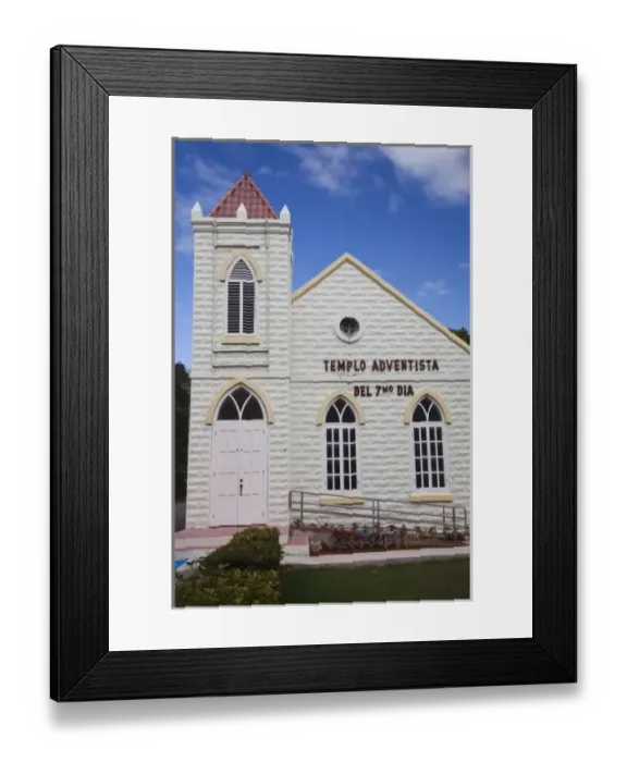 Framed Print : Puerto Rico, South Coast, Ensenada, Seventh Day Adventist church