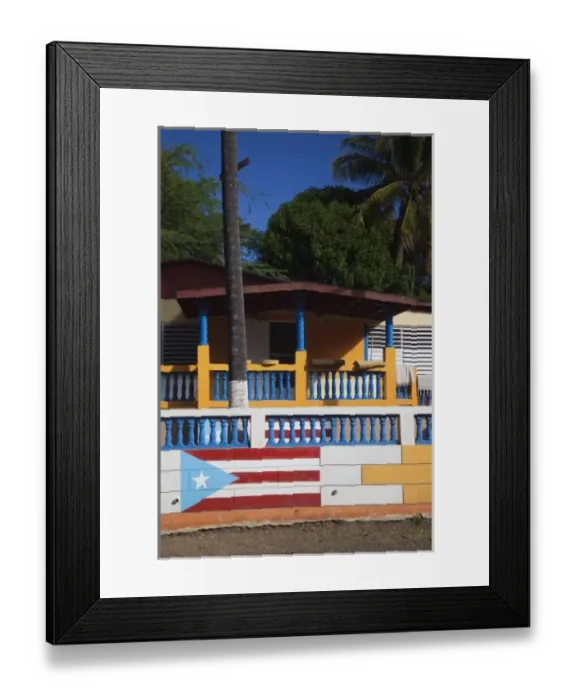 Framed Print : Puerto Rico, South Coast, Guanica, house with Puerto Rican flag mural Framed Print : Puerto Rico, South Coast, Guanica, house with Puerto Rican flag mural
