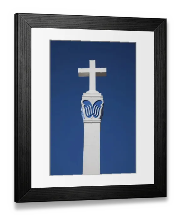 Framed Print : Puerto Rico, West Coast, Aguada, Bahia de Aguadilla bay, Monument to Columbus landing