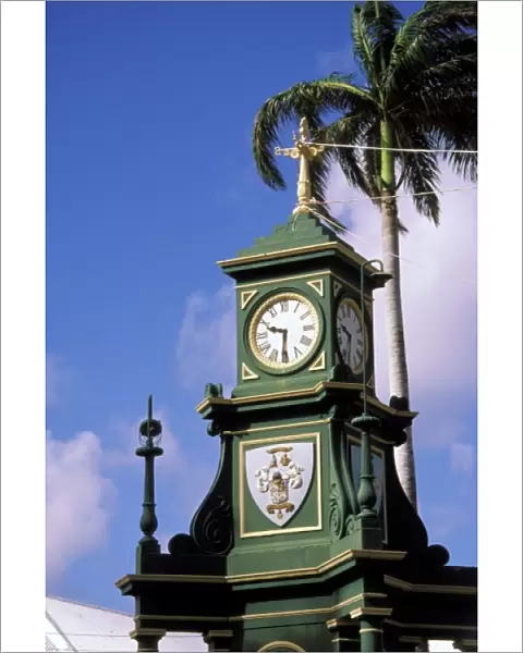 Caribbean, St. Kitts. Street clock