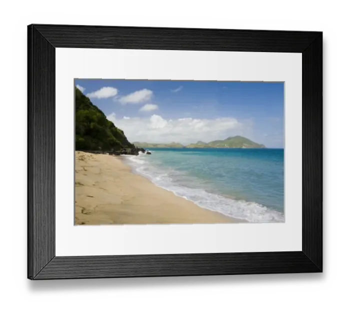Framed Print : Lovers Beach, Nevis with St. Kitts on horizon Framed Print : Lovers Beach, Nevis with St. Kitts on horizon
