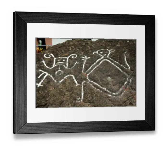 Framed Print : Indian petroglyphs near Mount Liamuiga (3, 792ft), St Kitts, Caribbean