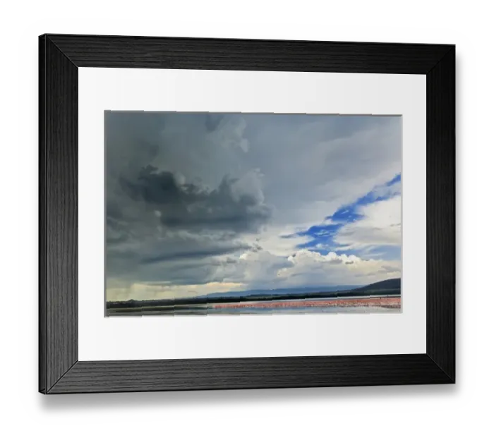 Framed Print : Lesser Flamingos, Phoenicopterus minor, Lake Nakuru National Park, Kenya