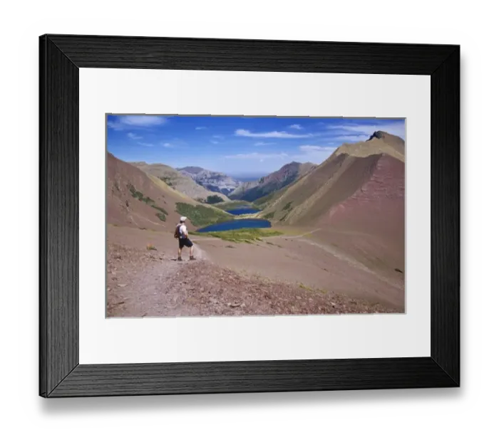 Framed Print : Hiker on Carthew Summit Trail in Wateton Lakes National Park in Alberta, Canada (MR) Framed Print : Hiker on Carthew Summit Trail in Wateton Lakes National Park in Alberta, Canada (MR)