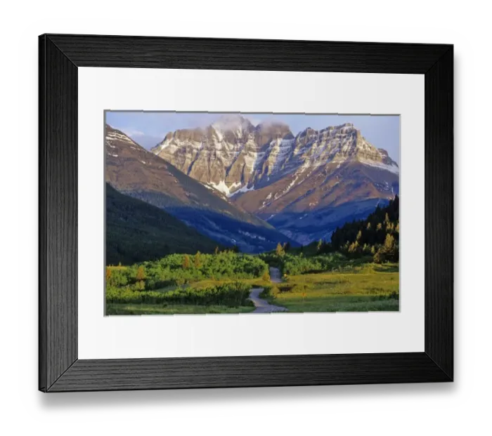 Framed Print : Red Rock Parkway winds to Blakiston Mountainin Waterton Lakes National Park in Alberta