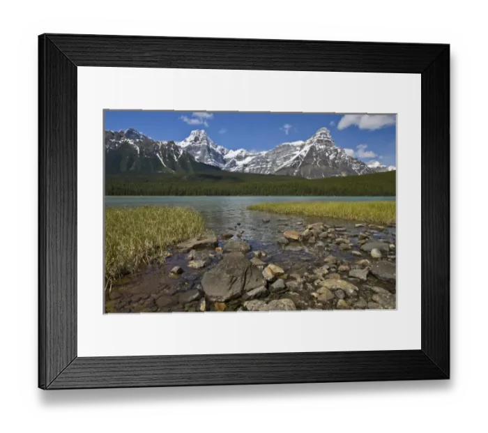 Framed Print : Canada, Alberta, Rocky Mountains, Banff National Park, lake fed by snowmelt in creek