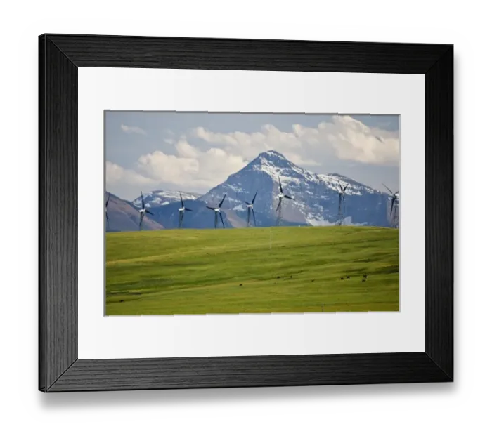 Framed Print : Canada, Alberta, Rocky Mountains south of PIncher Creek, wind turbines and wind farm Framed Print : Canada, Alberta, Rocky Mountains south of PIncher Creek, wind turbines and wind farm