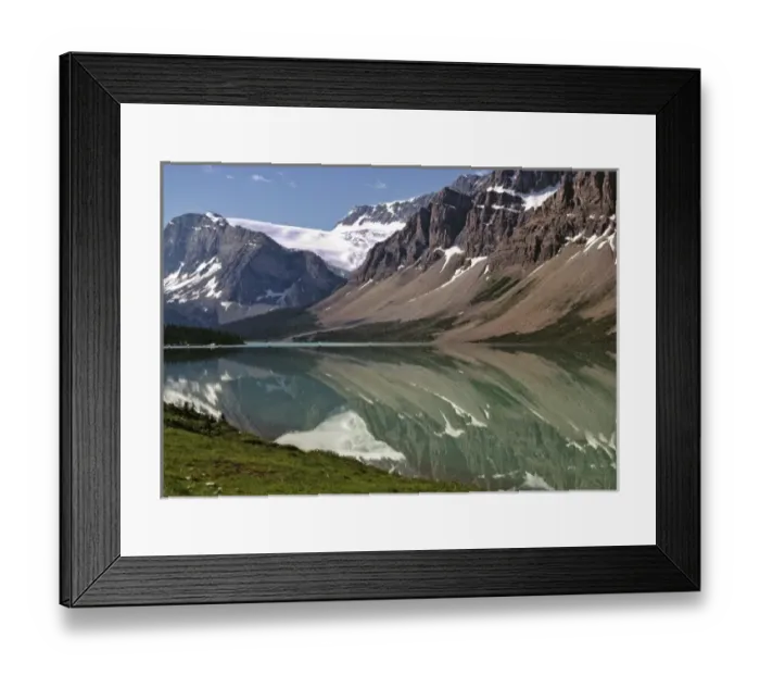 Framed Print : Canada, Alberta, Bow Lake. The Canadian Rockies reflect lovely Bow Lake in Banff NP Framed Print : Canada, Alberta, Bow Lake. The Canadian Rockies reflect lovely Bow Lake in Banff NP