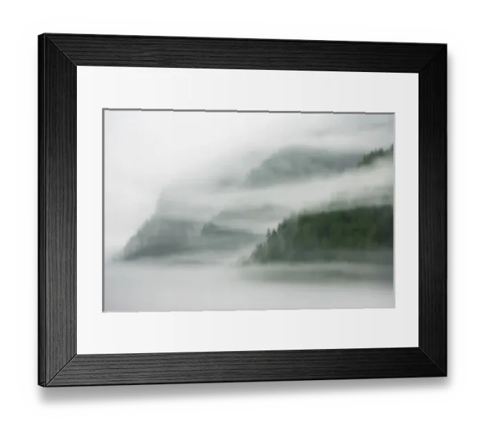 Framed Print : Canada, British Columbia, Fiordland Recreation Area. Mist and fog shroud water and forested island Framed Print : Canada, British Columbia, Fiordland Recreation Area. Mist and fog shroud water and forested island