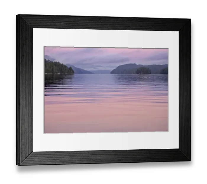 Framed Print : Canada, British Columbia, Calvert Island. Sunset reflections on water Framed Print : Canada, British Columbia, Calvert Island. Sunset reflections on water