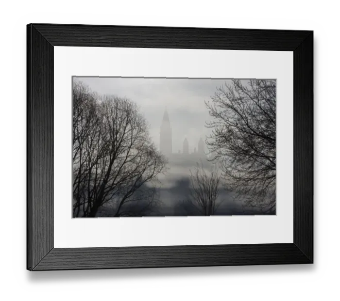 Framed Print : Canada, Ontario, Ottawa. Parliament Buildings seen between trees and ice fog on Ottawa River Framed Print : Canada, Ontario, Ottawa. Parliament Buildings seen between trees and ice fog on Ottawa River