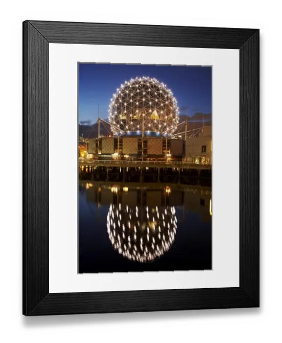 Framed Print : Science World reflected in False Creek, Vancouver, British Columbia, Canada