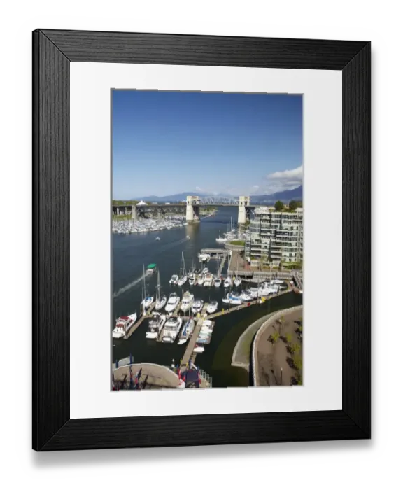 Framed Print : Marina, False Creek, and Burrard Bridge, Vancouver, British Columbia, Canada Framed Print : Marina, False Creek, and Burrard Bridge, Vancouver, British Columbia, Canada