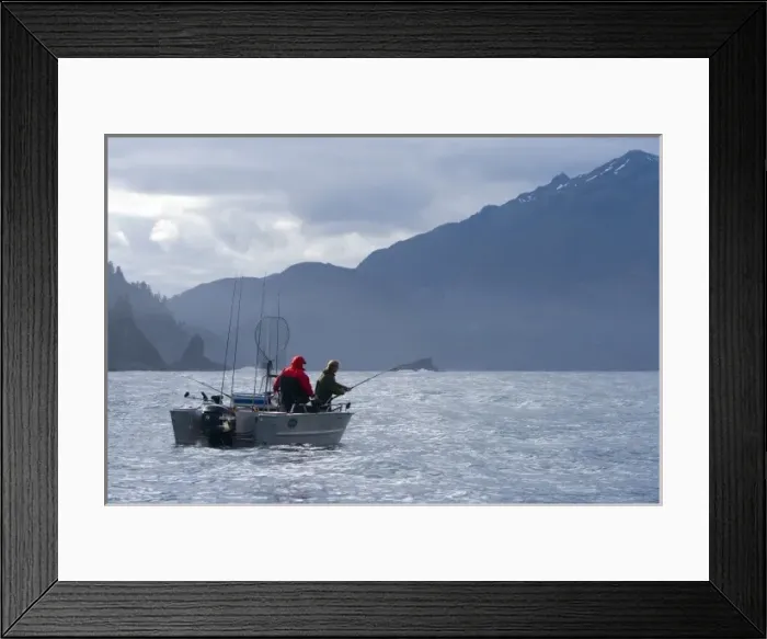 Framed Print : Sport fishermen off Moresby Island, Queen Charlotte Islands, Haida Gwaii, British Framed Print : Sport fishermen off Moresby Island, Queen Charlotte Islands, Haida Gwaii, British
