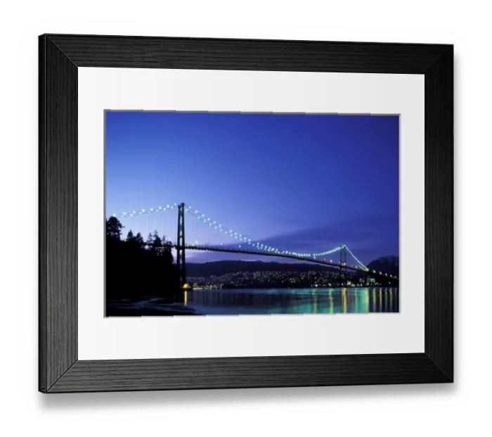 Framed Print : Canada, British Columbia, Vancouver. Lions Gate Bridge at twilight