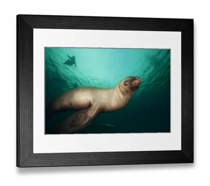 Framed Print : Canada, British Columbia, Hornby Island, Underwater view of Stellers Sea Lions Framed Print : Canada, British Columbia, Hornby Island, Underwater view of Stellers Sea Lions