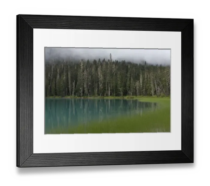 Framed Print : Blue glacial lake in an evergreen forest, British Columbia, Canada Framed Print : Blue glacial lake in an evergreen forest, British Columbia, Canada