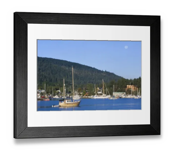 Framed Print : Canada, BC, Gulf Islands, Salt Spring Island, Full Moon Setting Over Ganges Harbor Framed Print : Canada, BC, Gulf Islands, Salt Spring Island, Full Moon Setting Over Ganges Harbor