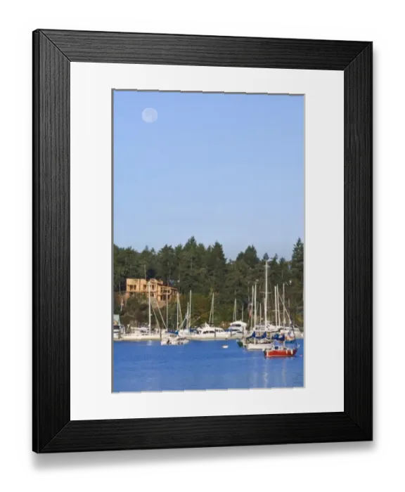 Framed Print : Canada, BC, Gulf Islands, Salt Spring Island, Full Moon Setting Over Ganges Harbor Framed Print : Canada, BC, Gulf Islands, Salt Spring Island, Full Moon Setting Over Ganges Harbor
