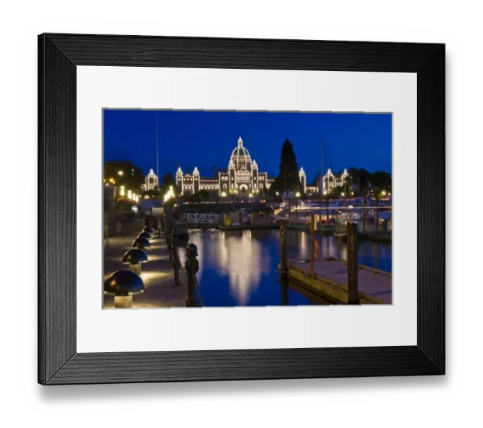Framed Print : Canada, British Columbia, Victoria, Inner Harbour at Dusk