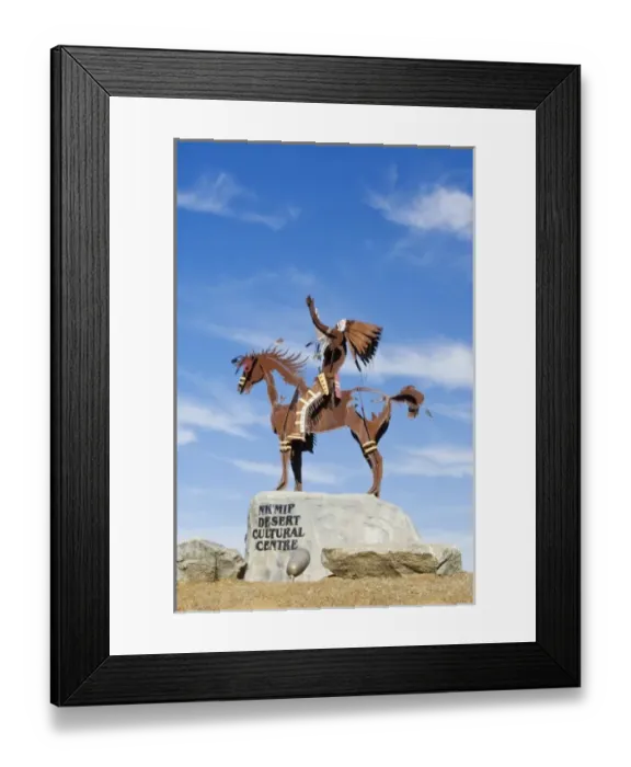 Framed Print : Canada, BC, Osoyos, Nk Mip Desert Cultural Center, Statue of Indian on Horse Framed Print : Canada, BC, Osoyos, Nk Mip Desert Cultural Center, Statue of Indian on Horse