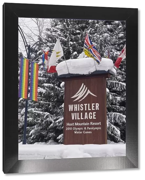 Canada, BC, Whistler  /  Blackcomb Resort. Sign at entrance to Whistler Village