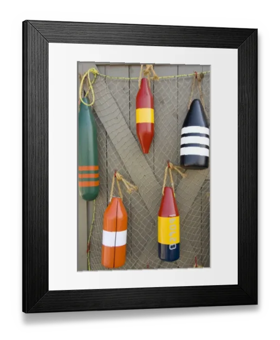 Framed Print : Canada, New Brunswick, Shediac, Pointe-du-Chene. Colorful fishing & lobster flots