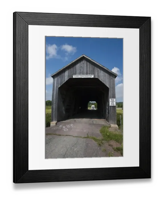 Framed Print : New Brunswick, Canada. Sawmill Creek covered bridge
