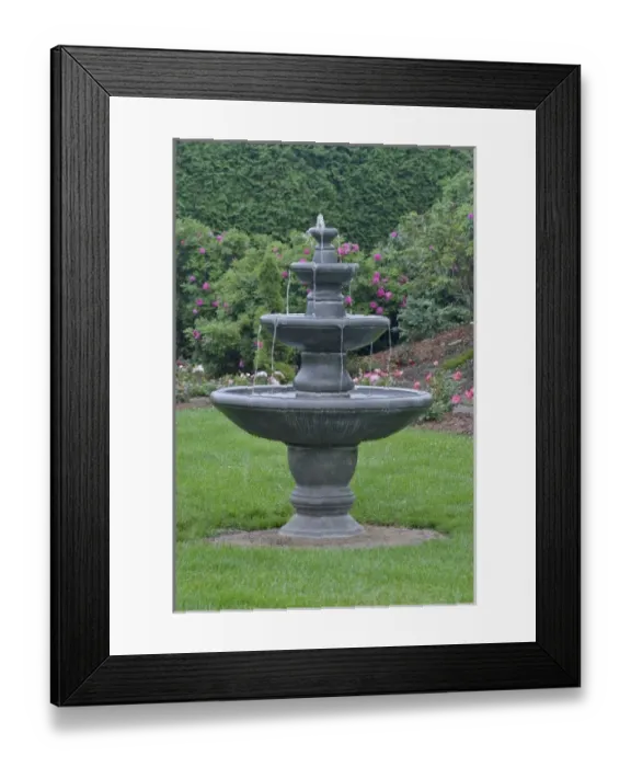 Framed Print : Canada, New Brunswick, St Andrews. A fountain at KIngsbrae Garden