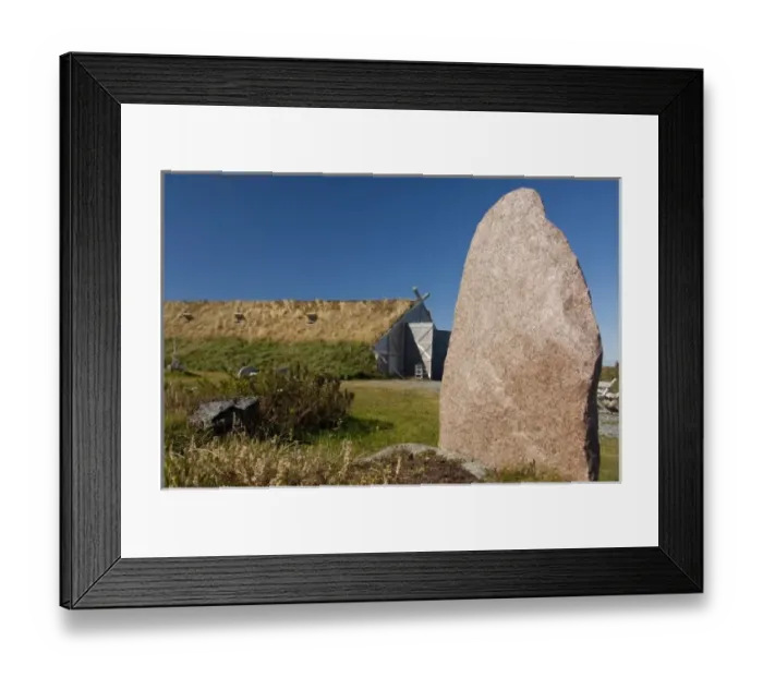 Framed Print : Canada, Newfoundland and Labrador, L Anse Aux Meadows. Norstead Viking Village Framed Print : Canada, Newfoundland and Labrador, L Anse Aux Meadows. Norstead Viking Village