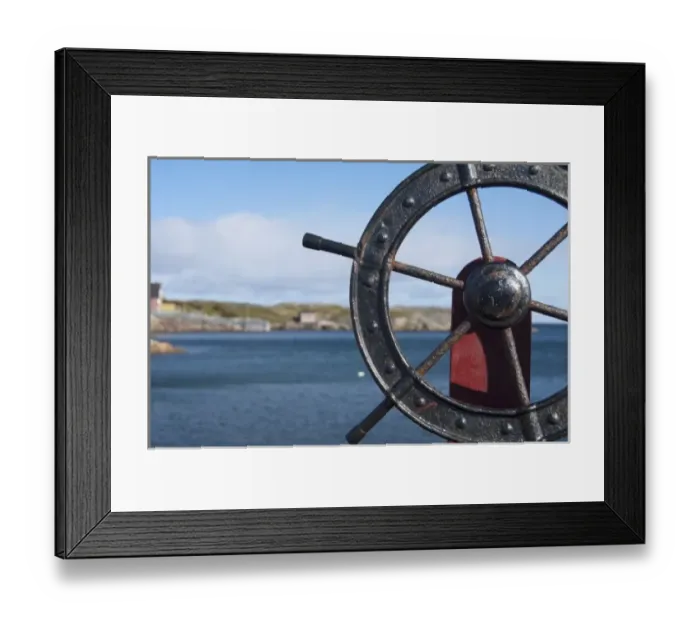 Framed Print : Canada, Newfoundland and Labrador, Twillingate. Fishermans Point, boat wheel Framed Print : Canada, Newfoundland and Labrador, Twillingate. Fishermans Point, boat wheel