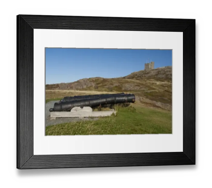 Framed Print : Canada, Newfoundland and Labrador, St. John s. Cannons on Signal Hill in front
