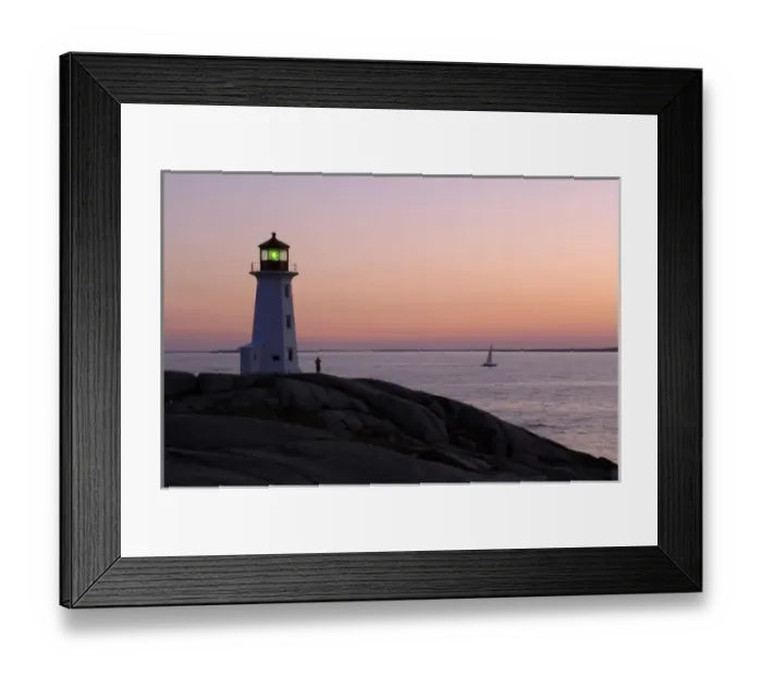 Framed Print : Sunset at Peggys Point Lighthouse, Peggys Cove, Nova Scotia, Canada