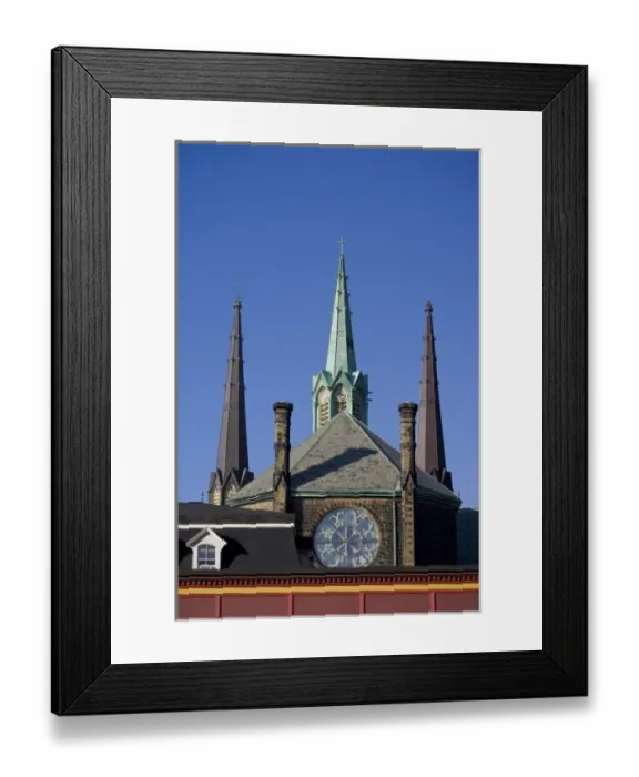 Framed Print : Canada, Prince Edward Island, Charlottetown. St. Dustan Basilica spires