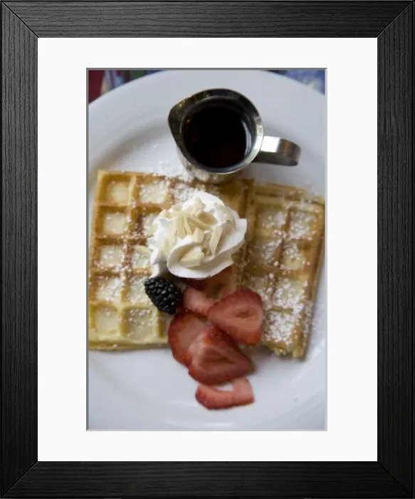 Framed Print : Canada, Prince Edward Island, Charlottetown. Waffles at the historic Shipwright Inn