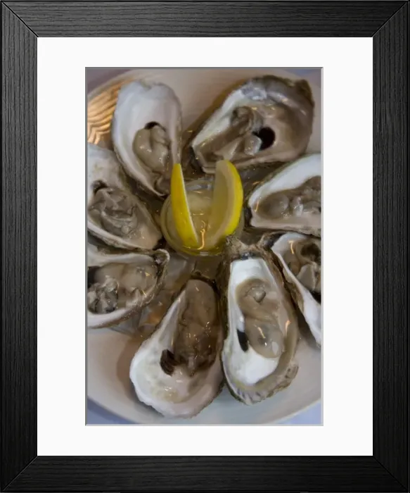 Framed Print : Canada, Prince Edward Island. Oysters on half shell Framed Print : Canada, Prince Edward Island. Oysters on half shell