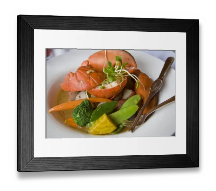 Framed Print : Canada, Prince Edward Island, Dalvay-by-the-sea. Lobster dish at the Dalvay-by-the-sea Historic Inn Framed Print : Canada, Prince Edward Island, Dalvay-by-the-sea. Lobster dish at the Dalvay-by-the-sea Historic Inn