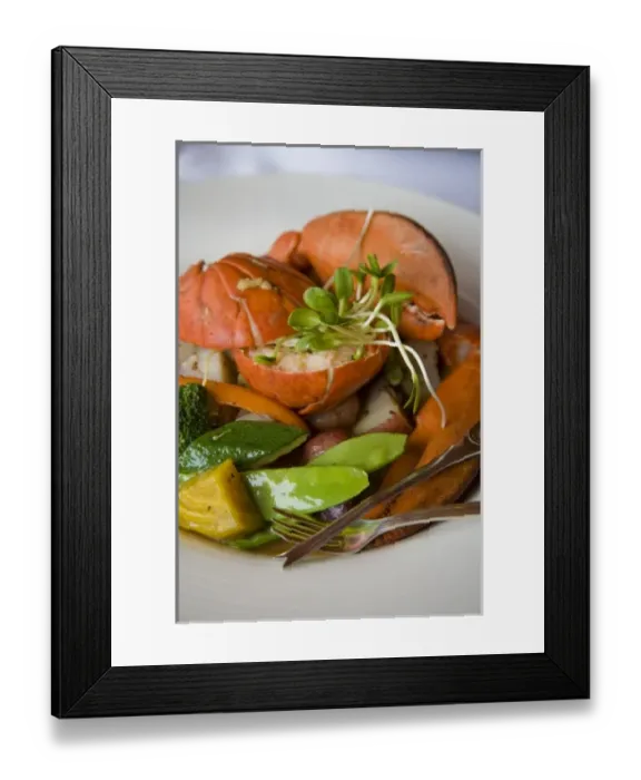 Framed Print : Canada, Prince Edward Island, Dalvay-by-the-sea. Lobster dish at the Dalvay-by-the-sea Historic Inn Framed Print : Canada, Prince Edward Island, Dalvay-by-the-sea. Lobster dish at the Dalvay-by-the-sea Historic Inn