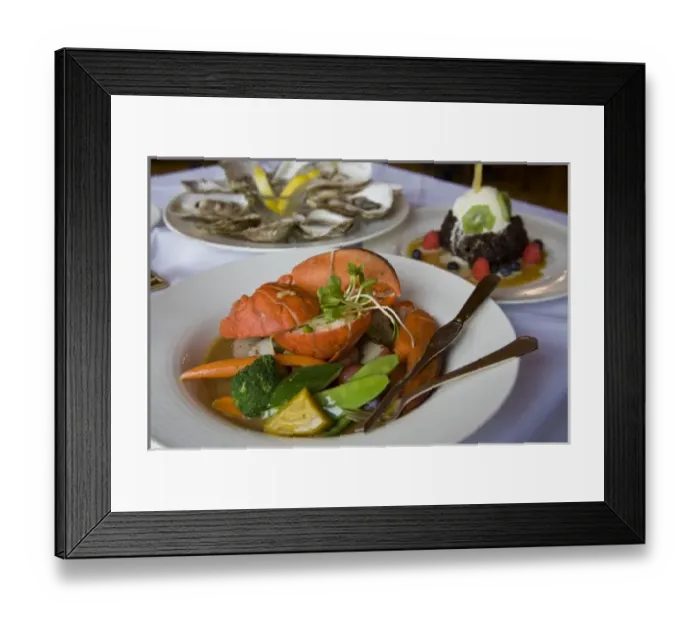 Framed Print : Canada, Prince Edward Island, Dalvay-by-the-sea. Various dishes at the Dalvay-by-the-sea Framed Print : Canada, Prince Edward Island, Dalvay-by-the-sea. Various dishes at the Dalvay-by-the-sea