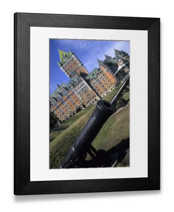 Framed Print : Chateau Frontenac with canon in Quebec City Quebec Canada and the city Framed Print : Chateau Frontenac with canon in Quebec City Quebec Canada and the city