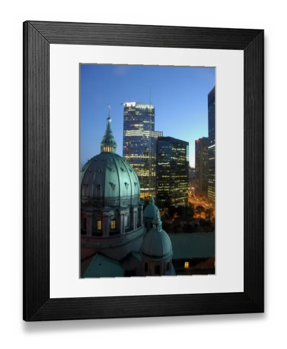 Framed Print : Canada, Quebec, Montreal. Downtown Montreal, Mary Queen of the World Cathedral dome