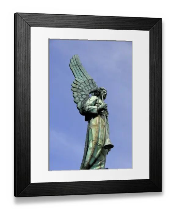 Framed Print : Canada, Quebec, Montreal. Views of angel from the tower at Notre Dame-de-Bonsecours church Framed Print : Canada, Quebec, Montreal. Views of angel from the tower at Notre Dame-de-Bonsecours church