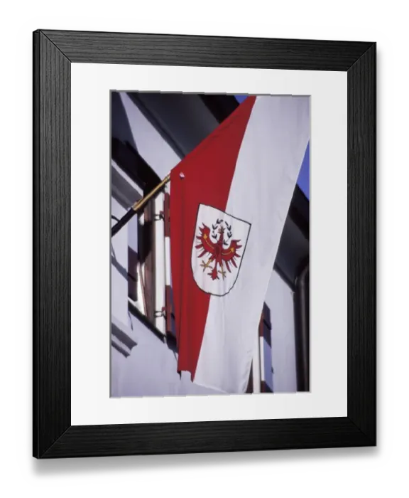 Framed Print : Austria, Innsbruck. Austrian flag Framed Print : Austria, Innsbruck. Austrian flag