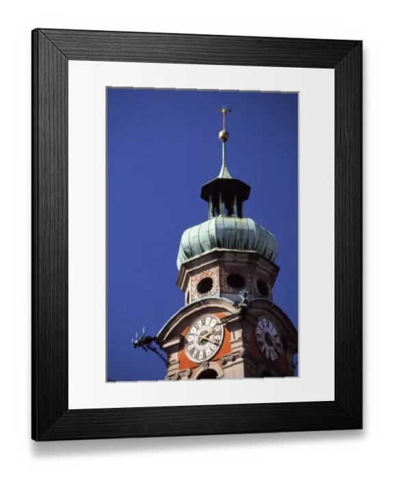 Framed Print : Austria, Innsbruck. Baroque clock tower