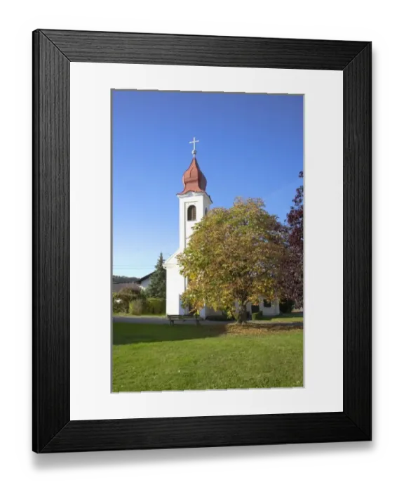 Framed Print : Lower Austria, Austria - Low angle view of a church in a rural area Framed Print : Lower Austria, Austria - Low angle view of a church in a rural area