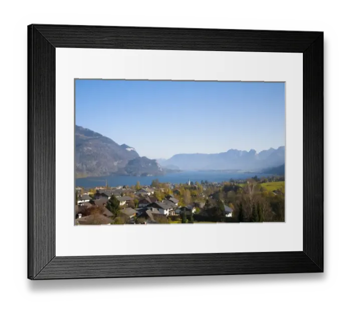 Framed Print : St. Wolfgang, Upper Austria, Austria - High angle view of a residential area near Framed Print : St. Wolfgang, Upper Austria, Austria - High angle view of a residential area near