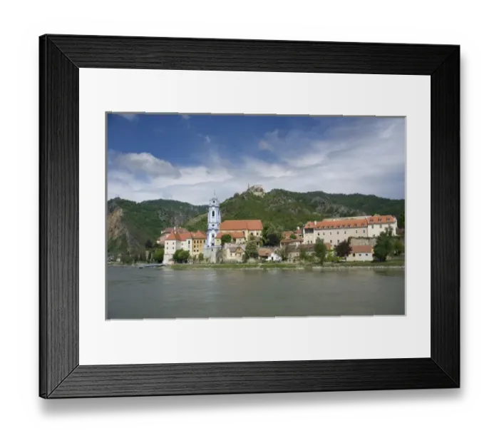 Framed Print : Europe, Austria, Wachau Valley, Lower Austria, Durnstein, abbey, castle, Danube River Framed Print : Europe, Austria, Wachau Valley, Lower Austria, Durnstein, abbey, castle, Danube River