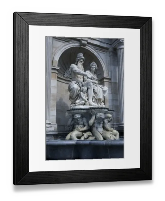 Framed Print : Europe, Austria, Vienna, statue and fountain outside Hofburg Palace, Michaelerplatz