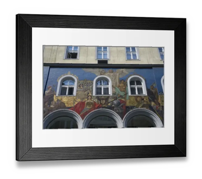 Framed Print : Europe, Austria, Vienna, mural by Erneuert on building on Karntner Street