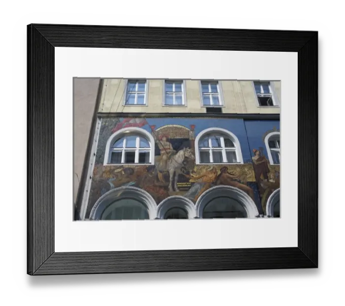 Framed Print : Europe, Austria, Vienna, mural by Erneuert on building on Karntner Street